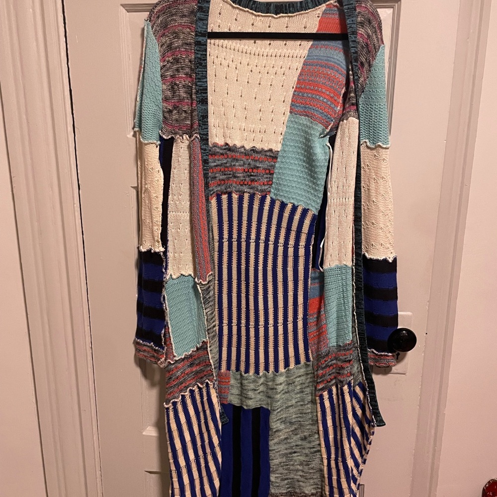 Free People Multicolor Patchwork Cardigan